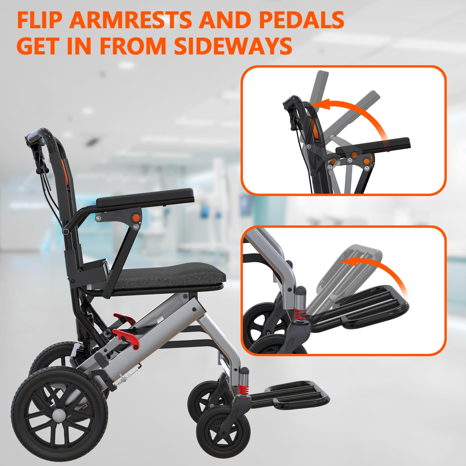 クレイツ バレイヤージュ ブロワープロ ブラック CIAIR-BG01B Garvee Ultra Lightweight Transport Wheelchair, Portable Folding