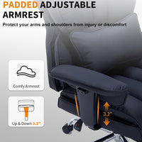 Garvee Big and Tall Computer Gaming Desk Chair, 400 LBS Capacity, Ergonomic High-Back Executive Office Chair with Footrest, Padded Adjustable Armrest, for Heavy People, Long Hours, Black