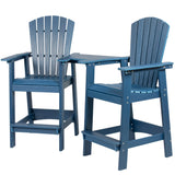 Garvee Balcony Chair Set of 2, HDPE Tall Adirondack Chairs, Contoured Seats & Tray, Weather-Resistant, Blue, for Lawn Pool Backyard - Navy blue