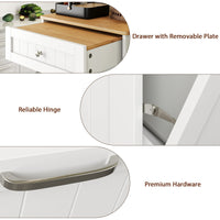 GARVEE Tilt Out Trash Cabinet Detachable Board Wooden Table Top for Kitchen Dining Room White