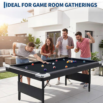 Garvee 7 ft Portable Folding Pool Table With Full Billiard Set For Family Game Room, Space-Saving Design, Premium Felt, Durable MDF Construction