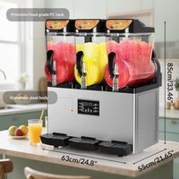 Garvee Commercial Slushy Machine 15Lx3 1200W Stainless Steel Self-Cleaning Large Capacity for Home Party Restaurants Cafe Bars
