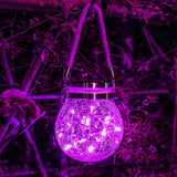 Garvee Romantic Solar Crack Ball,Outdoor Hanging Glass Jar Light Colorful Christmas Wishing Lamp for Garden, Patio, Backyard, Lawn, Patio Purple Light - Purple Light Solar Garden Light