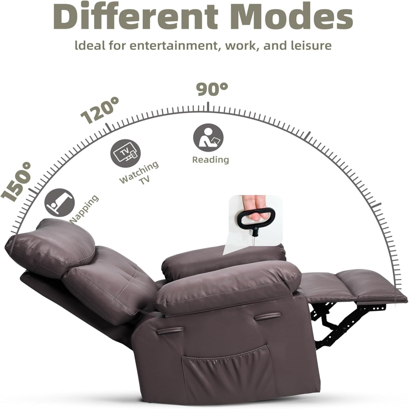 Garvee Oversized Recliner Chair - PU Leather Large Manual Recliner for Adults, Ultimate Comfort Lazy Boy with 1.5X Sponge Filling and Easy Recline Mechanism for Relaxation, Coffee