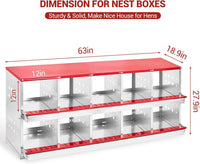 Garvee 10-Compartment Chicken Nesting Box Galvanized Steel Roll-Away Egg Collection Perching Bar Heavy Duty for Chicken Coops