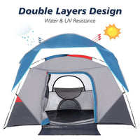 Garvee Camping Tent,Easy Set up Camping Tent 4 Person and 6 Person for Hiking Backpacking Traveling Outdoor, Light Blue
