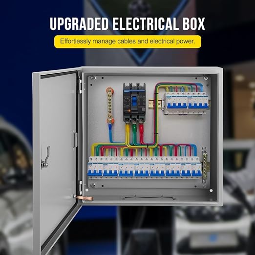 Garvee Junction Box, Steel Electrical Box 24x24x12", NEMA 4X Electrical Enclosure Box IP66 Waterproof & Dustproof, Universal Electrical Project Box with Lock & Mounting Plate