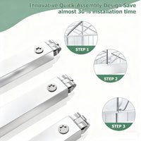 Garvee 8'X10' Silver Large Enhanced Aluminum Greenhouses Kit for Outdoors, Aluminum-Framed Polycarbonate Greenhouse, Heavy Duty Polycarbonate Greenhouse with Quick Setup Structure and Roof Vent