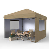 Garvee 10' X 10' Commercial Pop-Up Canopy Tent - Heavy-Duty 210D Oxford Fabric, UV50+ & Waterproof, 3 Removable Sidewalls, Sandbags Included, Khaki - Khaki