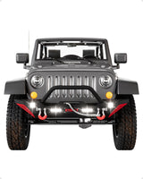 Garvee Front Bumper Compatible with 2007-2018 Jeep Wrangler JK & Unlimited JKU (2/4 Doors), Rock Crawler Off Road Full Width Bumper w/Winch Plate, 2 D-Rings & Paintable Armor