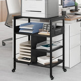 Garvee Printer Stand, Large Printer Table with Power Outlets and USB Ports, Mobile Printer Stand, 4 Tier Rolling Printer Cart with Wheels for Desktop CPU, Home Office Living Room, Rustic Black - Black