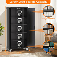 Garvee Metal Storage Cabinet 72"H with Wheels, Steel Tool Cabinet with Pegboard, Adjustable Shelves, Lockable Rolling for Home, Garage, Office, Gray