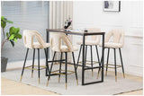Garvee Velvet Upholstered Bar Stools Set of 2 with Nail Head Decoration, Counter Height, Beige - Beige