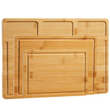 Garvee Bamboo Wood Cutting Boards Set of 3 with Compartments for Kitchen, 10"x6.7" to 16"x11", Natural Bamboo