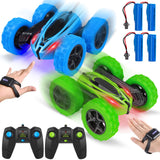 Garvee 2PACK RC Stunt Car Watch Gesture Sensor Car 4WD Double Sided 360 Degree Rotating Tumbling Rechargeable Car High Speed 2.4GHZ Off Road Hobby RC Toy Cars for Xmas Birthday Gift Adults,Kids (Blue/Green) - Blue/Green
