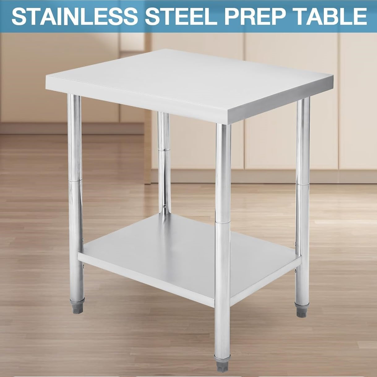 Garvee 36"L x 24"W x 35"H NSF Stainless Steel Work Table  Heavy Duty 330lb Capacity with Adjustable Undershelf for Commercial Kitchen, Restaurant, Home