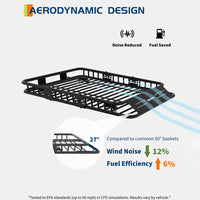 Garvee 64" x 50" x 6" Universal Roof Rack Basket, Heavy Duty Steel Cargo Carrier for SUVs, Trucks, Vehicles, Black