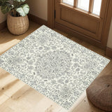 Garvee 4x6 Ft Vintage Distressed Medallion Area Rug - Machine Washable Non-Slip Boho Floral Carpet for Living Room Bedroom Dining Room - Beige - Beige-Green