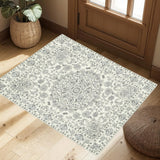 Garvee 3x5 Ft Vintage Distressed Medallion Area Rug - Machine Washable Non-Slip Boho Floral Carpet for Living Room Bedroom Dining Room Beige - Beige-Green