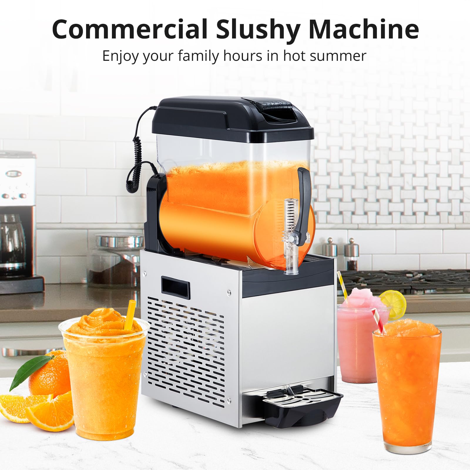 12L 500W Commercial Slushy Machine for Cocktails & Smoothies