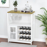 Garvee Large Storage Wine Cabinet with Detachable Rack & Mesh Door, Grey - White - White