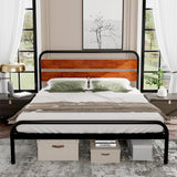 Garvee King Size Bed Frame with Headboard, Metal Bed Frame with Under Bed Storage, All-Metal Support System, No Box Spring Needed, Noise Free Design, Easy Assembly, Dark Brown - Dark Brown