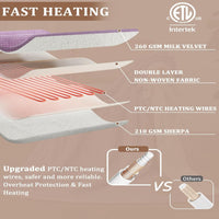 Garvee Electric Heated Blanket King Size with Dual Controllers, Fast Heating Throw with 4 Adjustable Heat Levels, Soft Waffle Embossed, Machine Washable, 90"x100" Purple