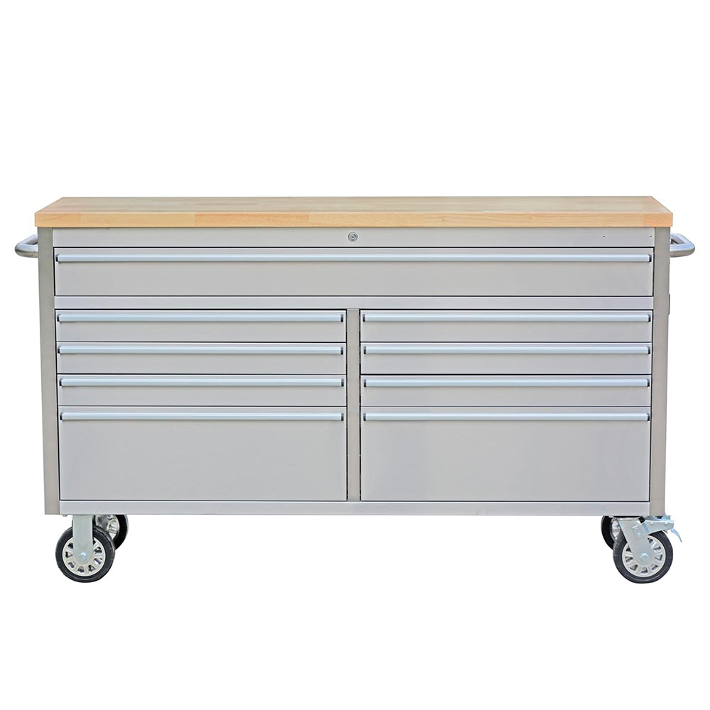 Garvee 61 Inch Tool Chest Mobile 15 Drawers Locking System Stainless Steel Rolling Cabinet with Drawer Liners Wheels for Garage Workshop
