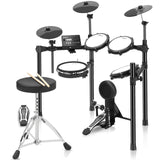 Garvee Electric Drum Set, Electric Drum Kit for Beginners with 390 Sounds, 30 songs, and 35 Drum Kits, Silent Mesh Drum Set with Pedals, Contains a Drum Throne, Drum Sticks, Headphones, USB MIDI - 