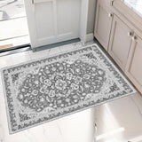 Garvee 3x5 Ft Vintage Area Rug with Rubber Backing for Living Room, Bedroom, Kitchen, Gray - Gray