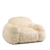 Garvee Modern Bean Bag Chair Faux Fur High Density Foam Padded Accent Chair with Armrests Stylish Sofa F - Beige