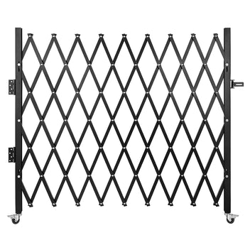 Garvee Single Folding Security Gate Lockable Scissor Gate Outdoor Heavy-Duty Steel 63"H x 70"W Black
