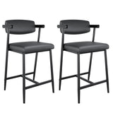 Garvee Bar Stools Set of 2 With Big Cushion Counter Height For Island Counter Bar Black - Retro Black