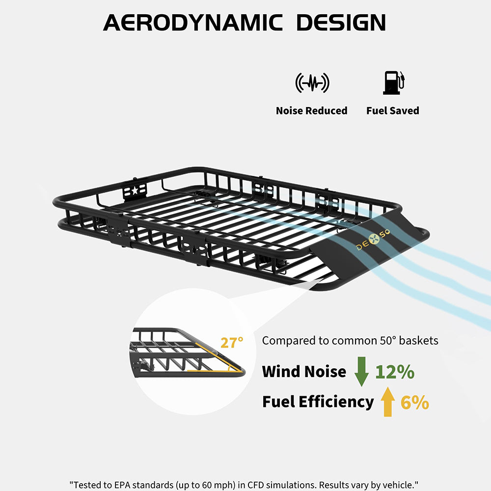 Garvee 64" x 39" x 6“ Universal Roof Rack Basket, Waterproof Luggage Bag for SUVs, Trucks, Vehicles, 200 Lbs Capacity, Black