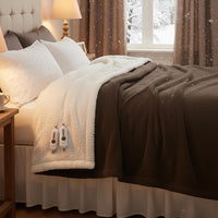 Garvee Heated Blanket Queen Size, Electric Blanket Dual Control Soft Double Sherpa with 4 Heating Levels & 10H Auto Off, Over-Heat Protection, Machine Washable, ETL Certification, Brown 84"x90"