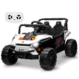 Garvee Ride - P Series: 12V Electric UTV Car with Remote Control, Ride on Truck with Toy Storage, Spring Suspension, LED Headlights, Ride Cars w/4 Wheels, Ride on Toys for Boys Girls, White - White