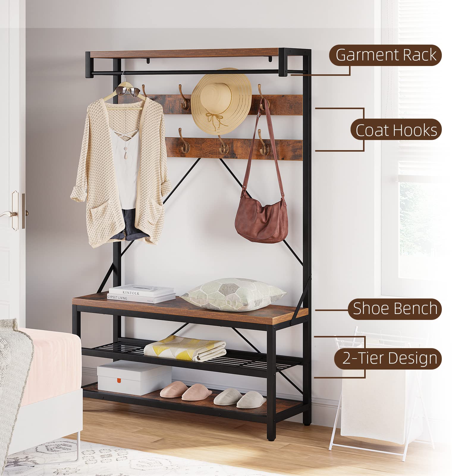 GARVEE Industrial Storage Shoe Bench - Versatile Entryway Solution