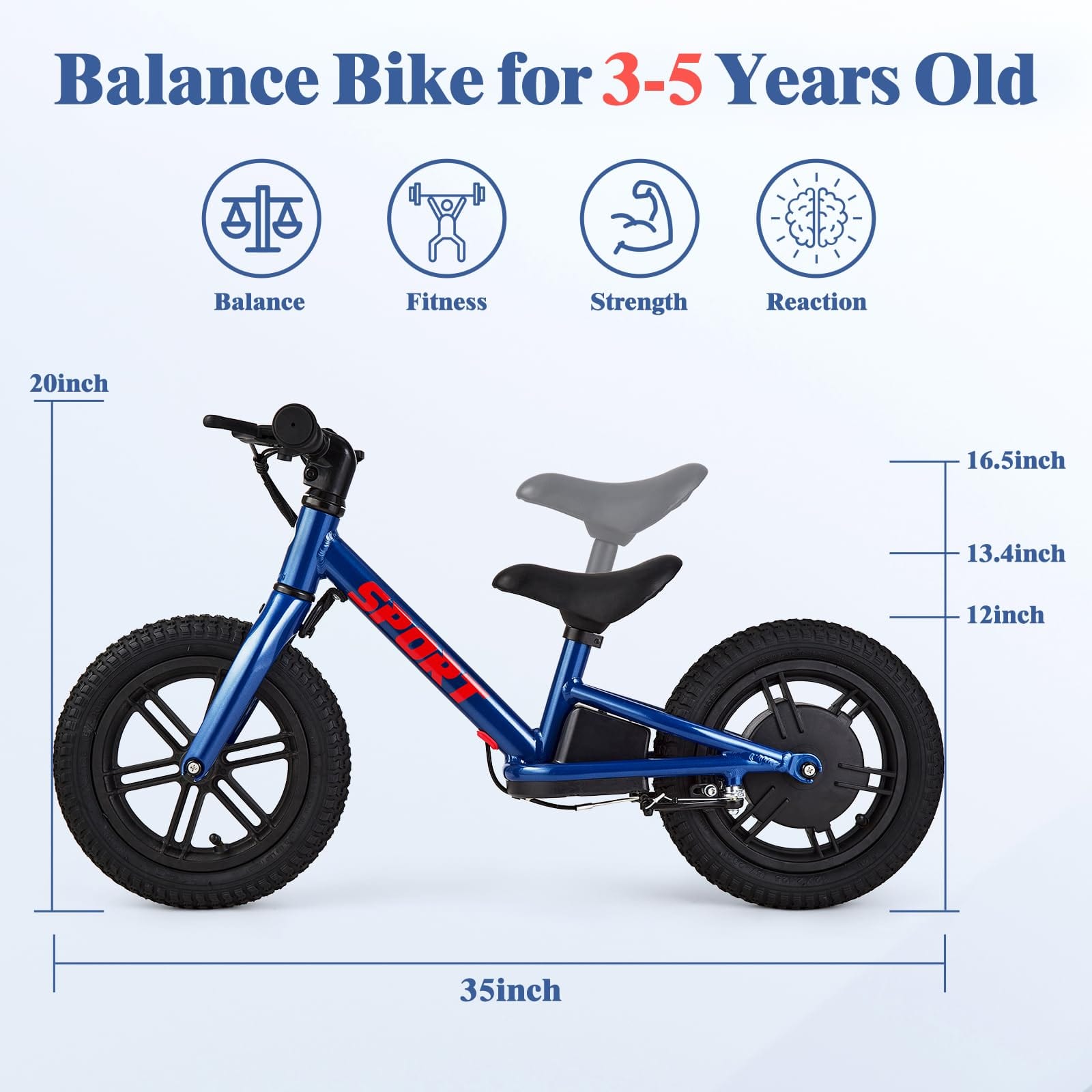 24V 100W Electric Bike for Kids 3-5 Years, Balance Bike for Kids