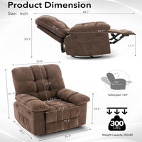 Garvee Rocking Recliner Chair, 360° Swivel Rocker Chair for Living Room, Upholstered Fabric Nursery Chair with Side Pockets for Small Spaces, q235 Steel Frame Lazy Boy Recliner Single Sofa, Brown