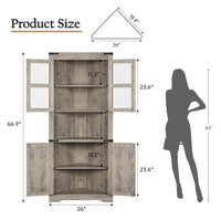 Garvee Farmhouse Corner Cabinet, Tall Corner Storage Cabinet with Barn Door & Adjustable Shelves, Bathroom Cabinet with Storage for Living Room, Kitchen, Bathroom, Gray