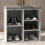 Garvee Shoe Storage Bench, Shoe Rack with 5 Cubby Organizers, Shoe Bench with Removable Foam Pad Seating Cushion and Adjustable Shelves for Dorm, Bedroom, Entryway Hallway, and Living Room(White,20") - White