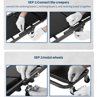 Garvee 36" Z-Creeper Seat On Wheels, Foldable Garage Mechanic Seat, 330 LBS Capacity, Black