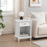 Garvee White Night Stand Bedside Table End Table with Drawer and Storage Shelf, Wood Nightstand for Bedroom Office Living Room Sofa, Easy Assembly - White