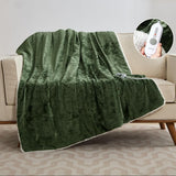 Garvee Electric Blanket Throw, Velvet Heated Throw Blanket, Luxury Soft Electric Heating Blankets, 4 Heat Levels & 4H Auto Off, ETL Certified, Machine Washable, 50" ×60" Green - Green