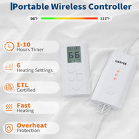 Garvee Heated Comforter Blanket Queen Size, Dual-zone Heating, Ruffle Electric Quilt with Wireless LCD Controller, Fast Heating & Overheat Protection, ETL Certified, Machine Washable, White, 90"x90"