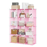 Garvee Wire Cube Storage 6-Cube Closet Organizer Modular Shelves for Bedroom Office Living Room 37.01x12.6x38.19 Inch Pink - Pink