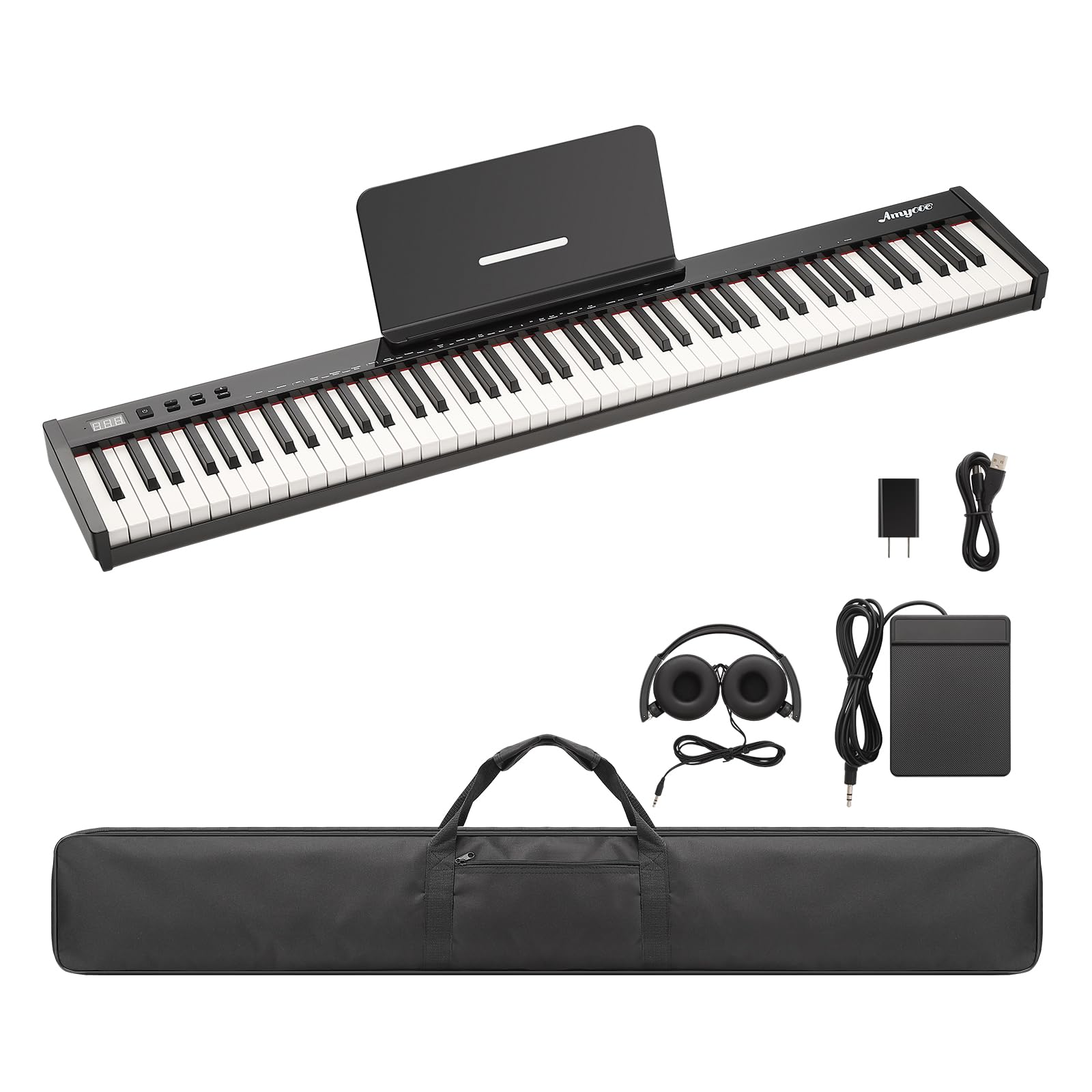 Garvee Digital Piano 88 Semi-weighted Keys 20lbs 5-in-1 Kit Bluetooth