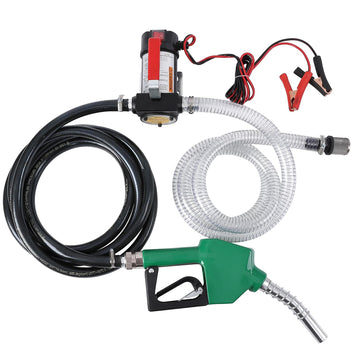 Garvee 12V DC Electric Fuel Transfer Pump Kit, 10GPM/40LPM Portable Self-Priming Fuel Transfer Extractor Pump Kit with Aluminum Automatic Nozzle, 360 Swivel Connector, Green