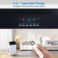 Garvee 14,000 BTU Portable Air Conditioner with Dehumidifier & Fan, Portable AC Units Cools up to 750 Sq. Ft., Remote Control, Auto Swing, Sleep Mode, Black Top