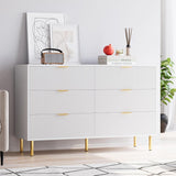 Garvee Black Dresser, Modern 6 Drawer Dresser for Bedroom with Gold Handle and Large Drawer, Wood Double Chest of Drawers and Storage Organizer for Living Room, Hallway, Entryway - White